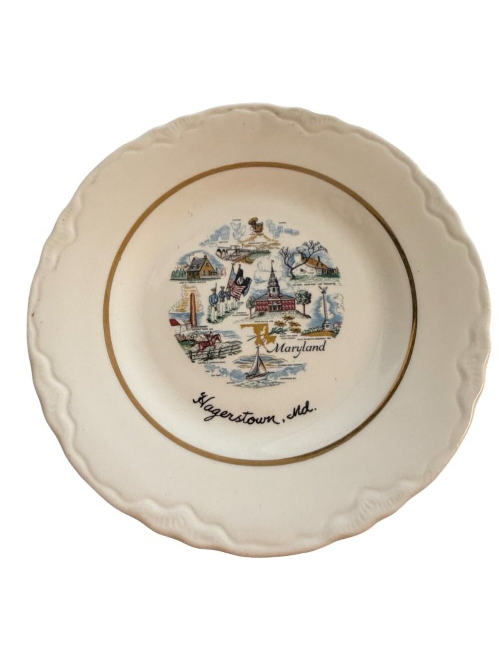 Vintage Hagerstown Maryland Souvenir Collector Plate Conrad Crafters Wheeling WV